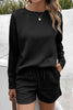 Round neck dropped shoulder top and shorts set